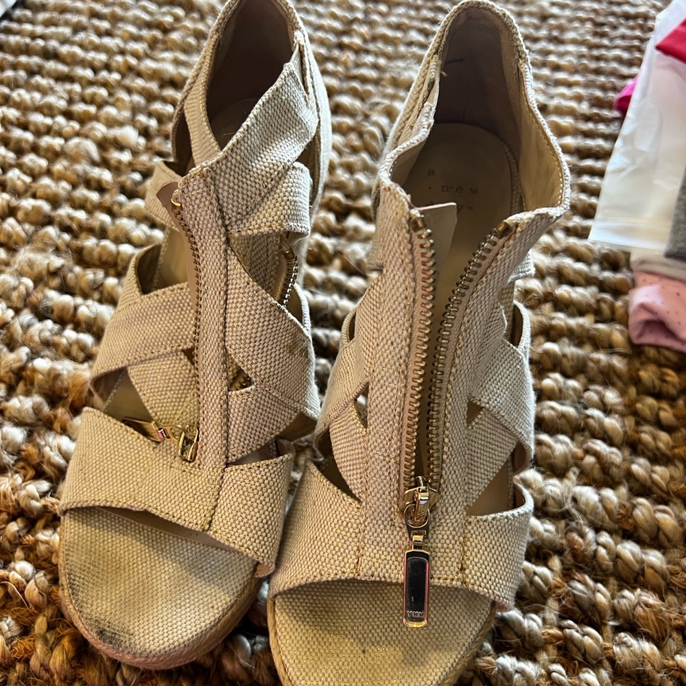 Beige Strappy Sandals with Zipper Closure